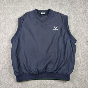 Fahrenheit US Air Force Windbreaker Vest Mens XL Navy Blue V-Neck Pullover